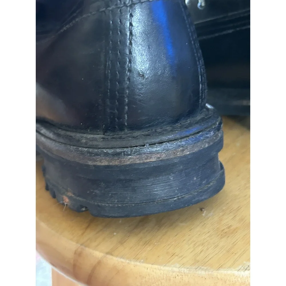 Linesman Logger Mens 10 Black Leather Lace Up Lineman Vtg Steel Toe Work Boot